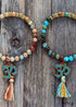 Boho Bracelet, Stretch Yoga Mala Bracelet, Natural Stone Tibetan OM 6 Colors